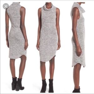 Leith Cowl Neck Sleeveless Sweater Dress Grey Gray - size L
